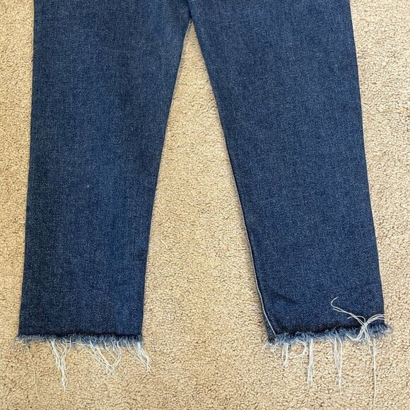 American Eagle Mom Jeans Denim Size 0 XL Button Fly Relaxed Fit Cropped Raw Hem - Picture 15 of 15